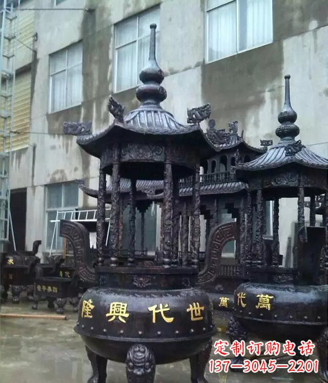 张家口铸铜寺庙香炉铜雕 (3)