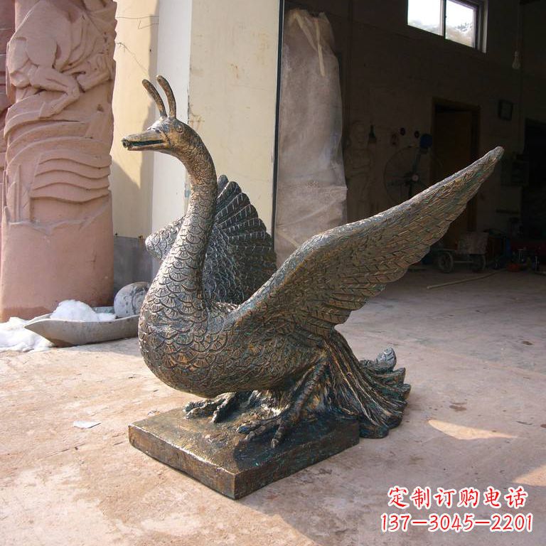 张家口铸铜天之四灵朱雀雕塑摆件