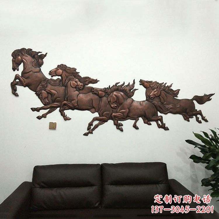 张家口紫铜马儿浮雕装饰画