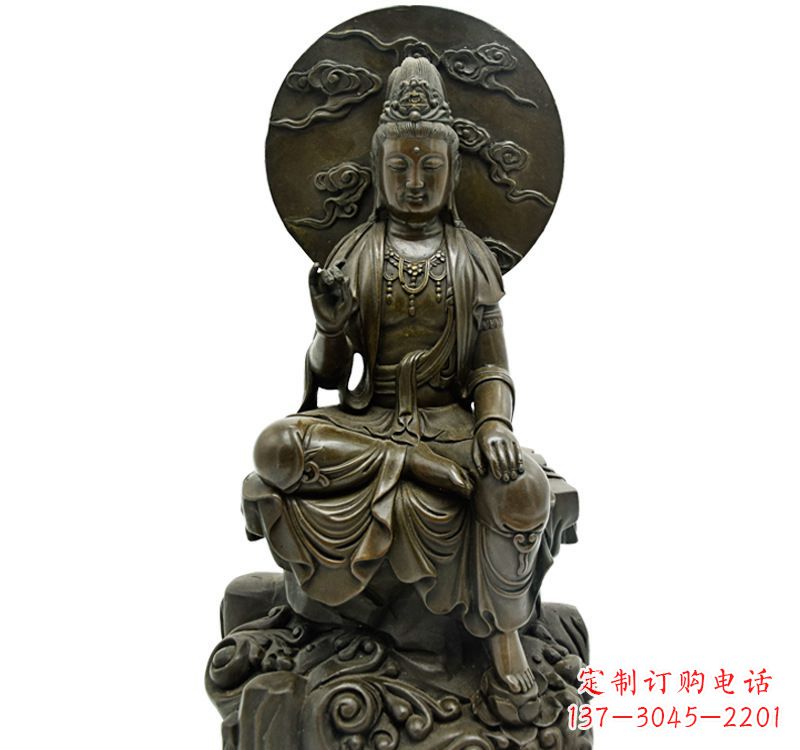 张家口自在观音菩萨仿古铜雕佛像