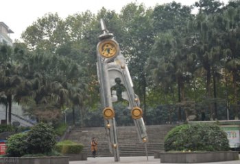 张家口圆规雕塑-不锈钢广场创意圆规雕塑